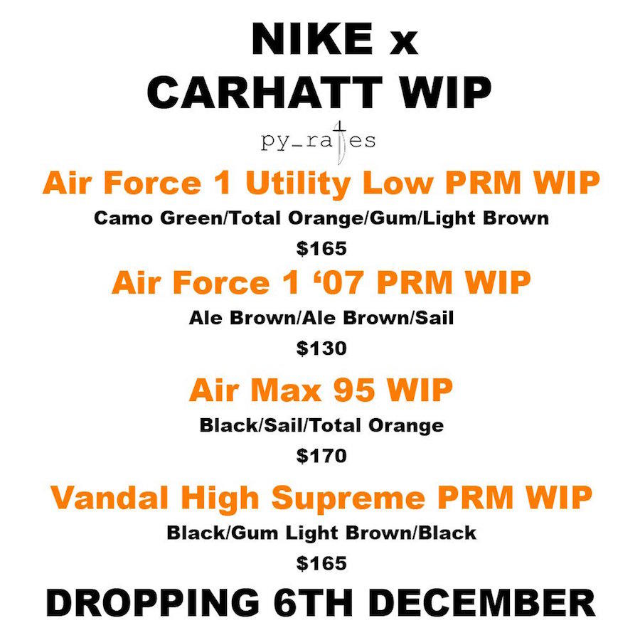Carhartt WIP,Nike,AF1,Air Max  工装迷绝对不能错过！Carhartt WIP x Nike 全系列确定 12 月发售