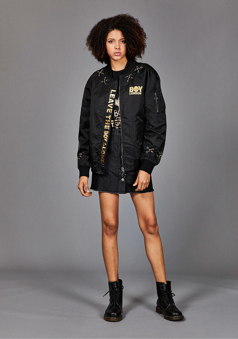 boylondon夹克女2018新款烫金刺绣情侣款