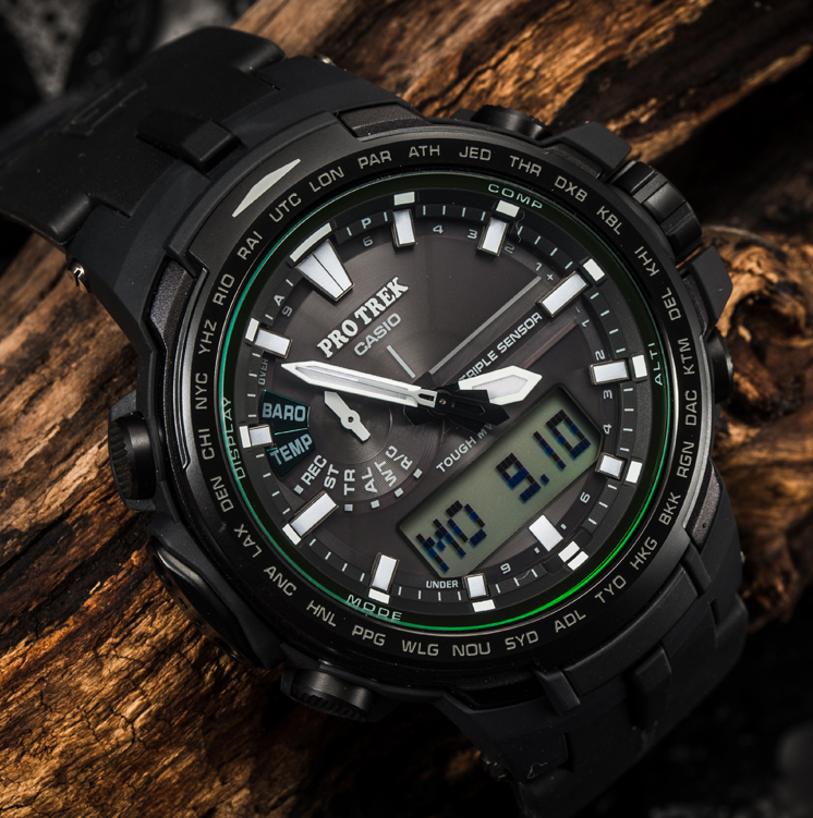 casio 户外登山太阳能电波手表 prw-s6100y-1