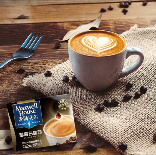 麦斯威尔醇香白咖啡12条300克盒