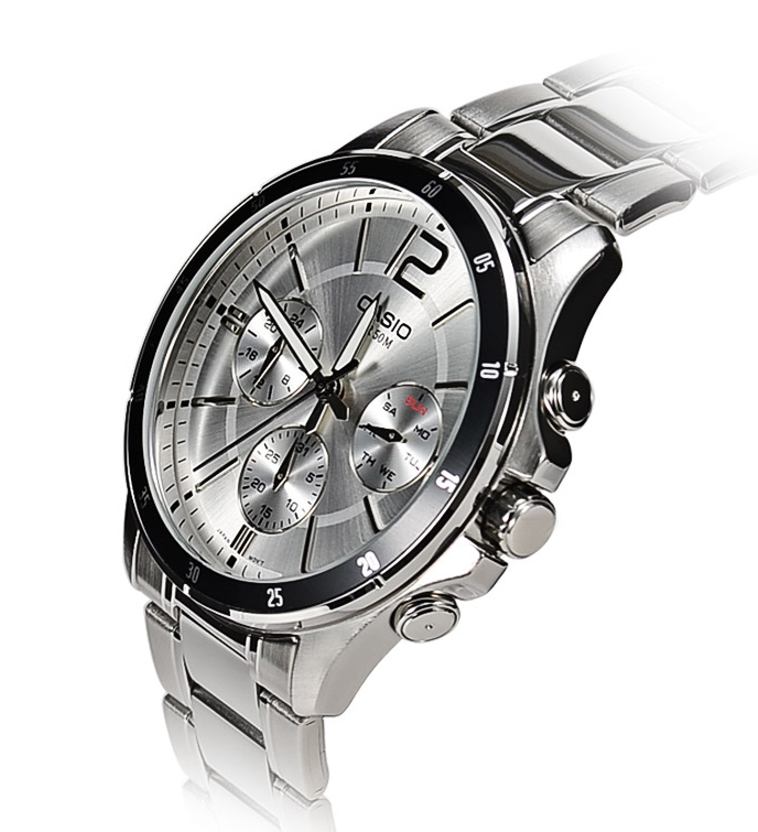 卡西欧简约经典三眼指针腕表mtp1374d7a