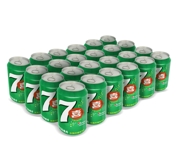 七喜7up柠檬味汽水碳酸饮料330ml*24罐