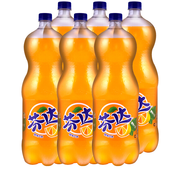 芬达fanta橙味碳酸饮料2l*6瓶(可口可乐出品)
