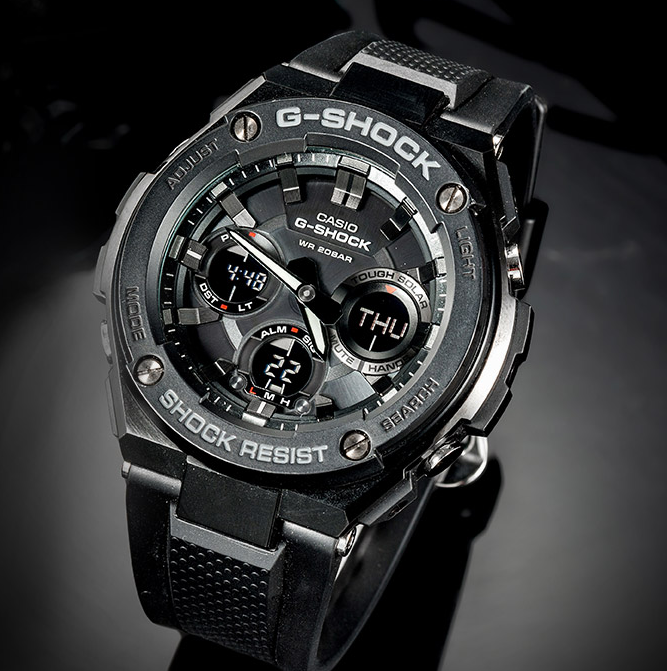 casio双重led防水男表gsts100g1bdr