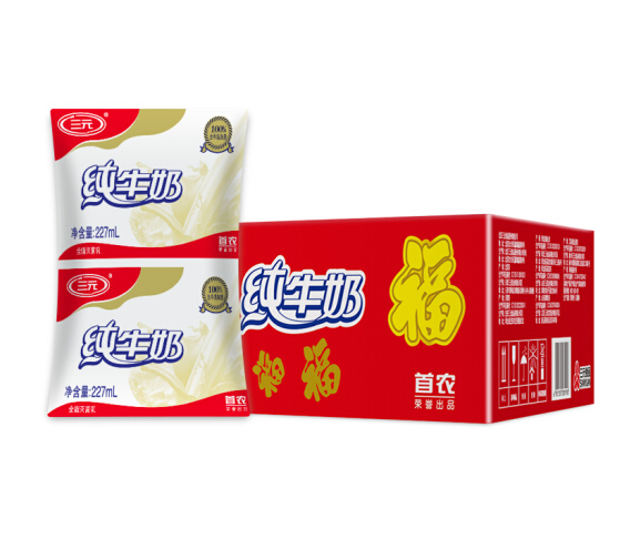 三元利乐枕纯牛奶227ml16袋箱